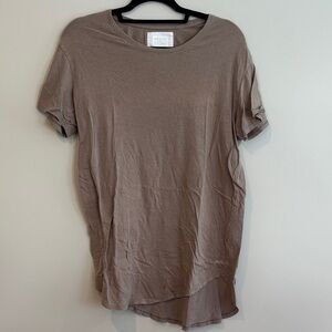 Reign & Storm Long Length Casual Tan Short Sleeve Tee